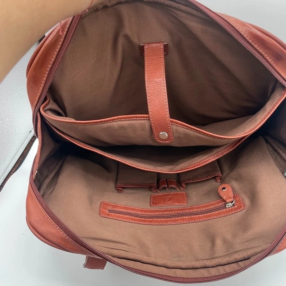 Liz Claiborne Brown Genuine Leather Laptop Briefcase Work Tote Bag